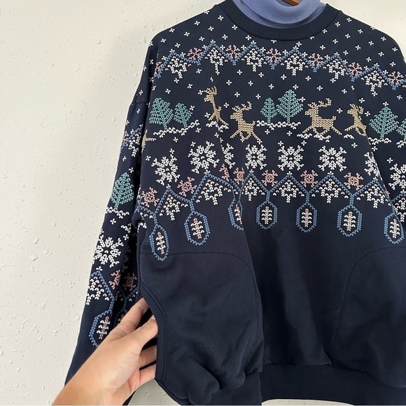 Vintage Art Unlimited Sportwear Holiday Reindeer Winter Sweater Sweatshirt XL - Picture 2 of 7